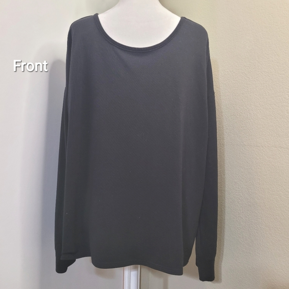 Danskin Now LongSleeves Black Womens Hi-Low Blouse, XL